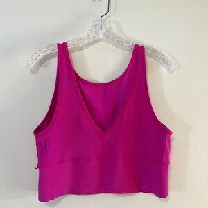 Lululemon Power Pivot Everlux Tank Crop Hot Pink V Neck Back Size 12